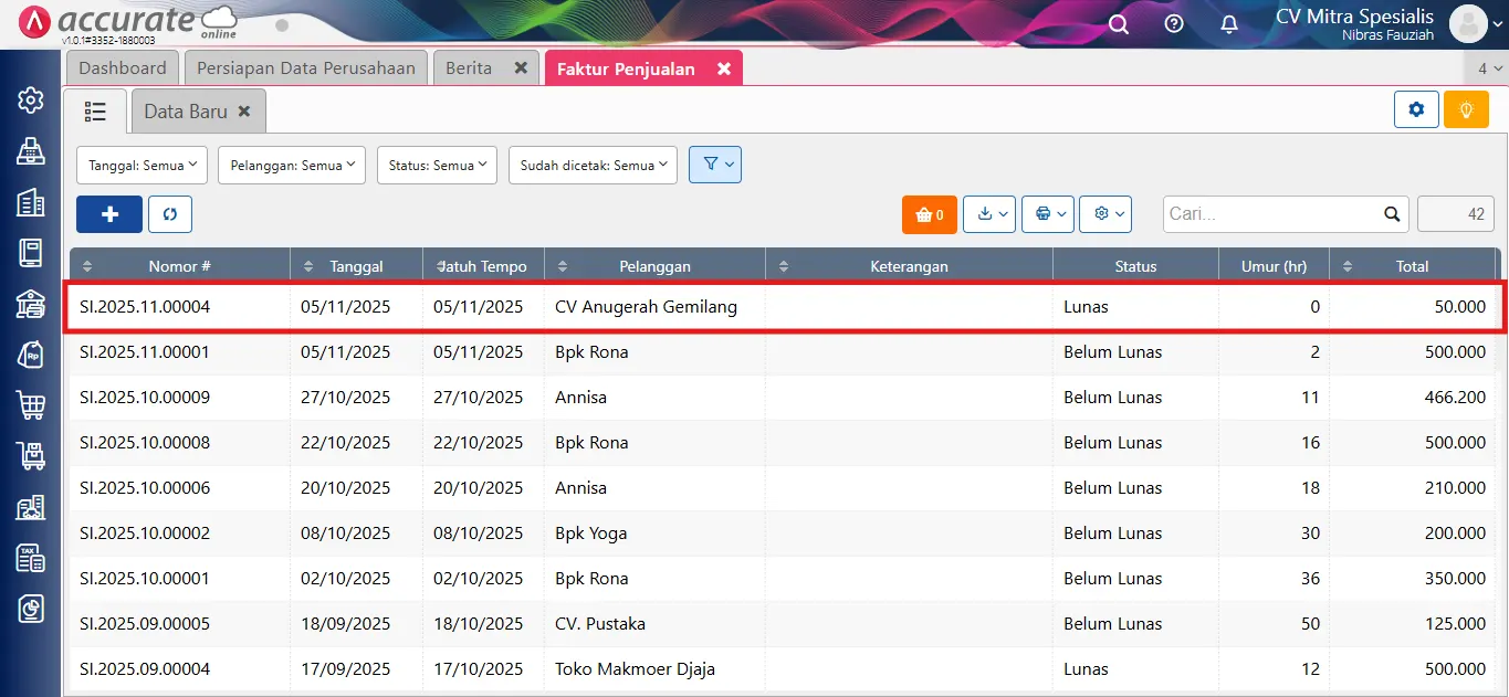 Mencatat uang muka penjualan sebagian